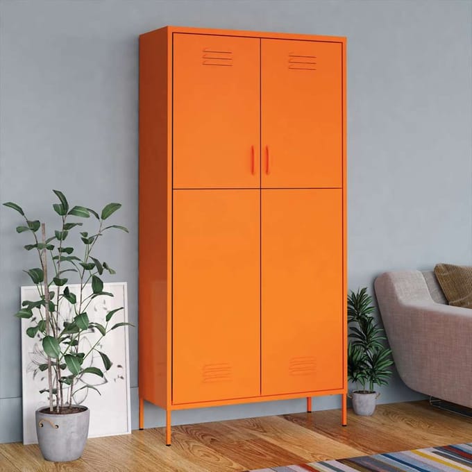 vidaXL - Kledingkast - 90x50x180 - cm - staal - oranje