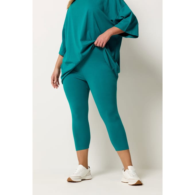 Yours Tealblauwe Elastische Taille 3/4Legging Size 42