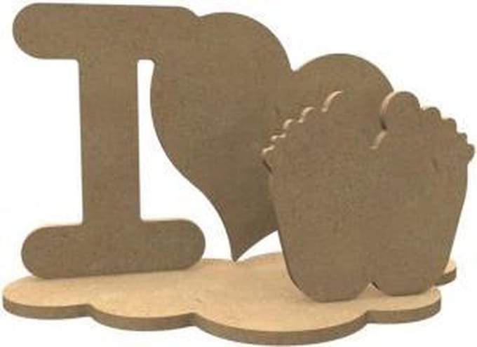 Gomille MDF Figuren knutselset I Love 24x14 cm decoratie.