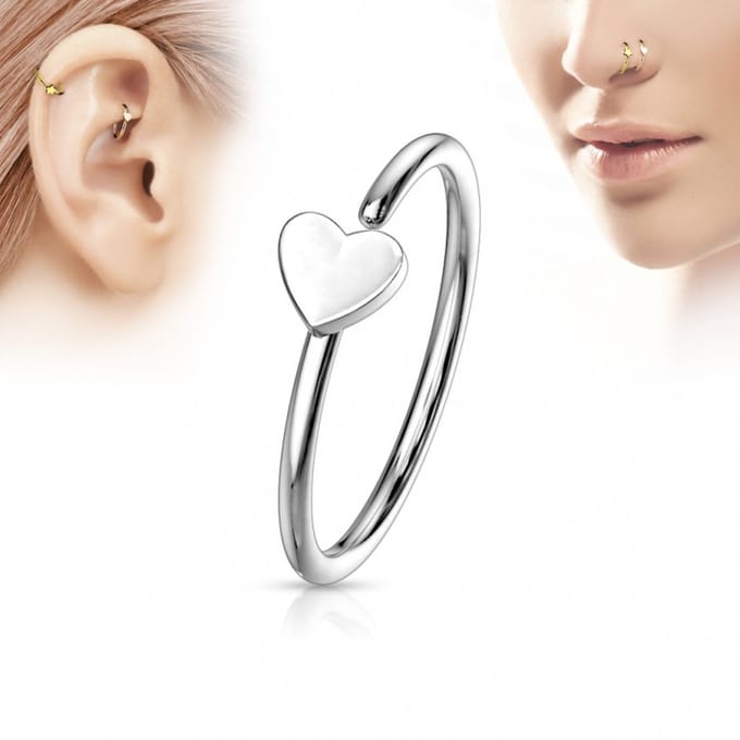 Piercing hoop ring hartje 0.8x8 - zilver - LMPiercings