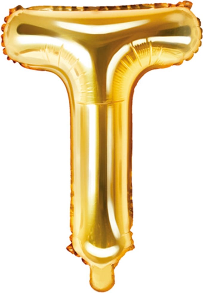 Partydeco - Folieballon Goud Letter T (35 cm)