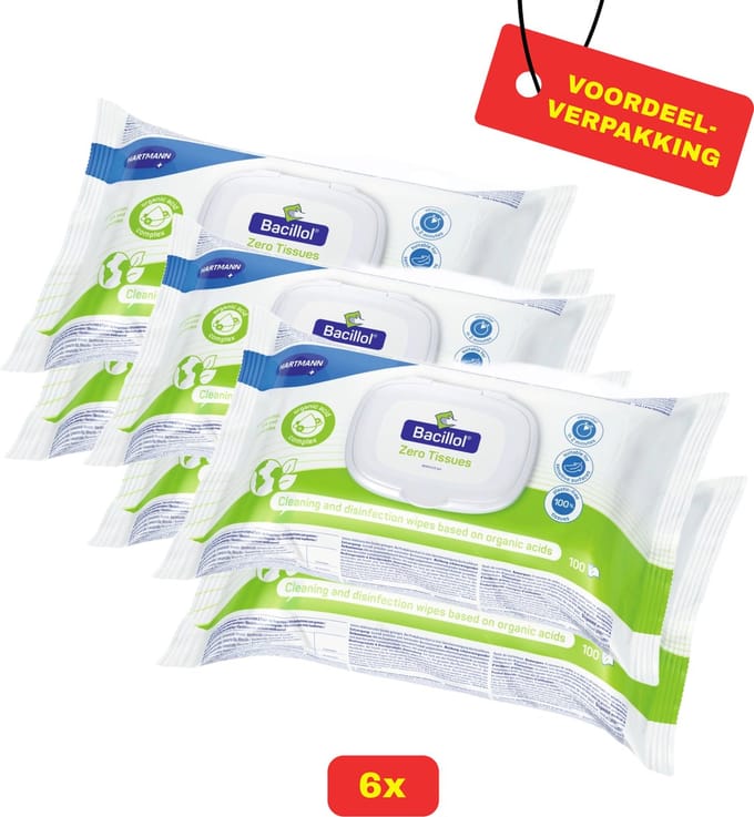 6 x Bacillol® Zero Tissues van Hartmann - 6 x 100 doekjes - Voordeelverpakking!