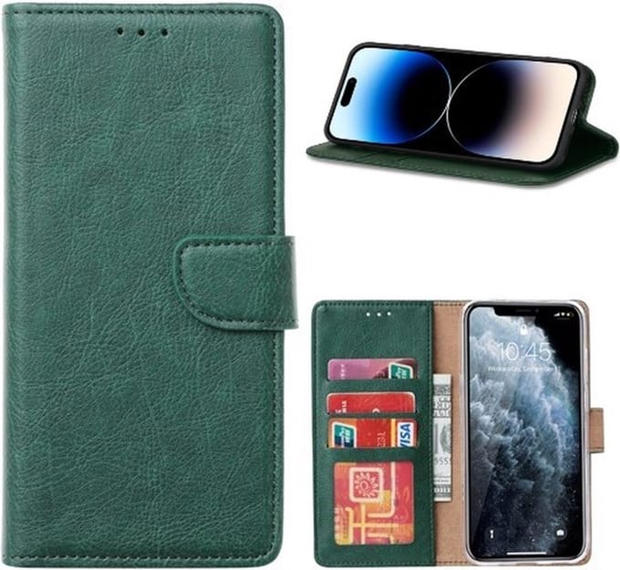 Cityhoesje - iPhone 16 Pro Max Book Case – Hoesje – Magneetsluiting – Groen