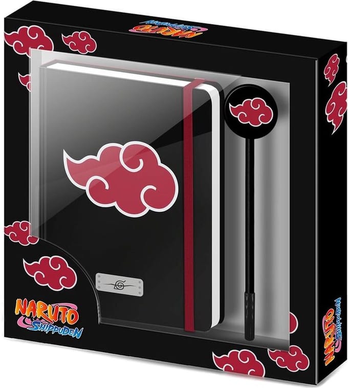 Karactermania - Naruto Wolken-Geschenkdoos met Dagboek en Mode Balpen - Zwart