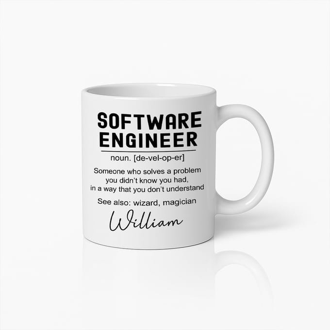 Software Engineer Definitie Mok 330ml – Grappig Cadeau voor Developers, Programmeurs & IT-Tovenaars – Gepersonaliseerde Koffiebeker