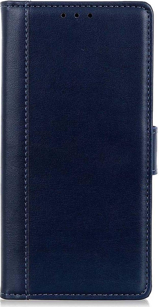 Shop4 - Oppo Find X5 Pro Hoesje - Wallet Case met Pasjeshouder Grain Blauw