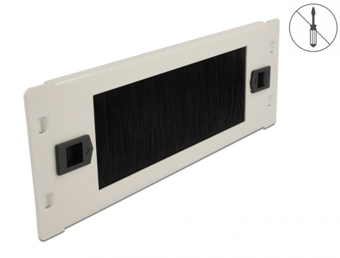 Delock 66619 10 inch Afdekking met borstels voor patchkast Zwart, Grijs
