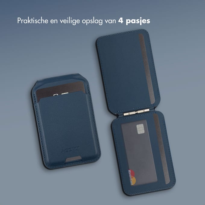 Accezz Leren Wallet met standaard - Geschikt voor MagSafe en Qi2 - Nightfall Blue