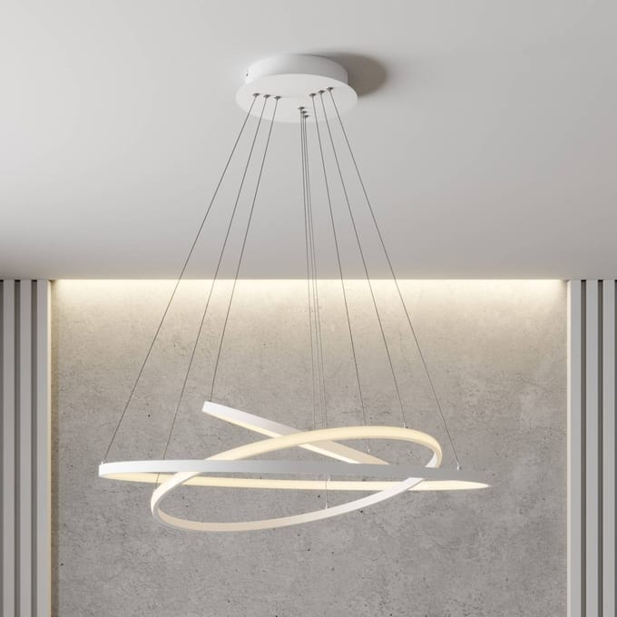 Lucande LED hanglamp Ezana, wit, metaal, Ø 80 cm