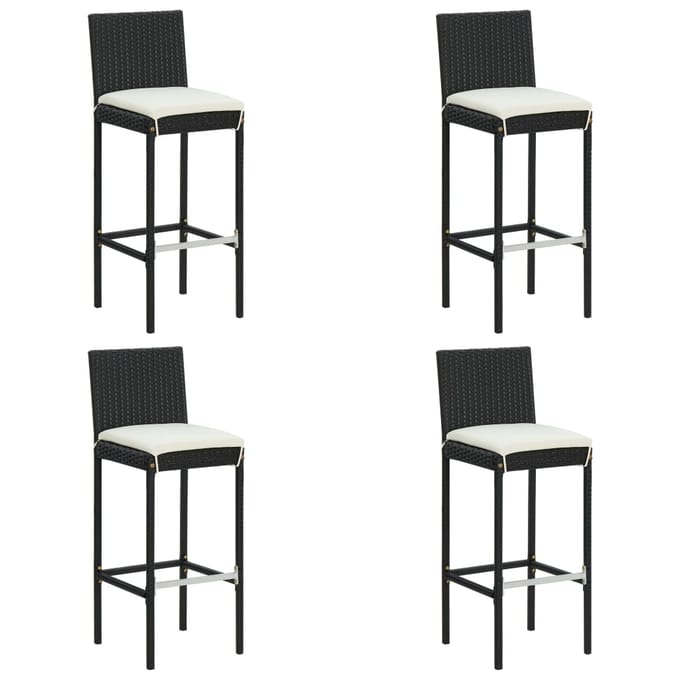 vidaXL - 5-delige - Tuinbarset - met - kussens - poly - rattan - zwart