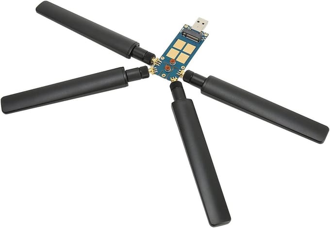 5G Module USB Adapter Bord met 4 Antennes en Koeling voor M.2 Key B Kaart