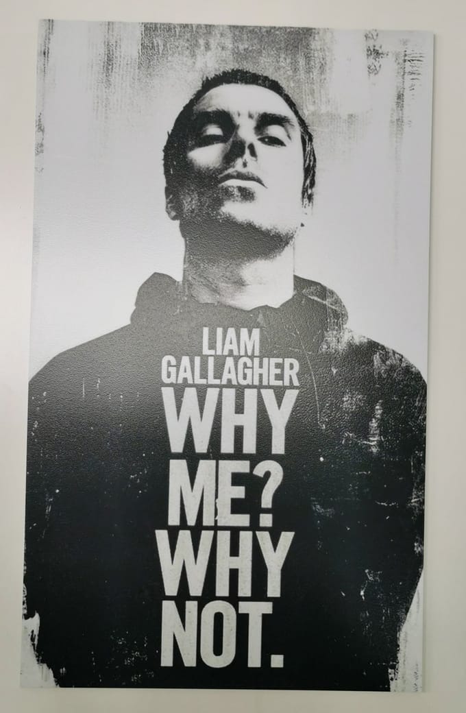 Liam Gallagher Bordje - Dibond - 18xx30cm - wanddecoratie - Muziek - Oasis