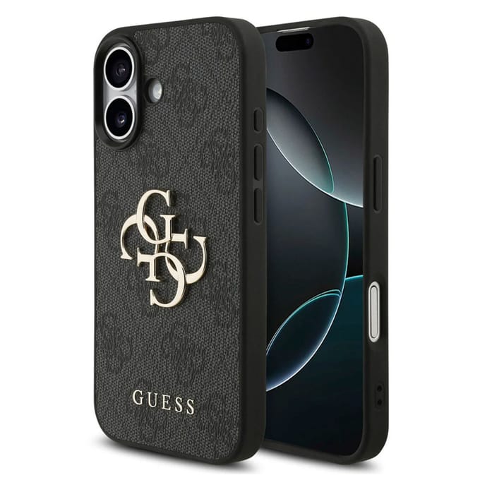 Guess Back Cover - iPhone 17 - Zwart - Big Metal Logo - Slanke pasvorm
