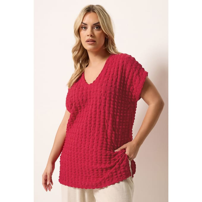Yours Rood Tshirt Met Bubbeltextuur Size 42