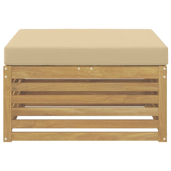 vidaXL - Buiten - Voetenbank - Massief - Acacia - Hout - Whitewash - en - beige