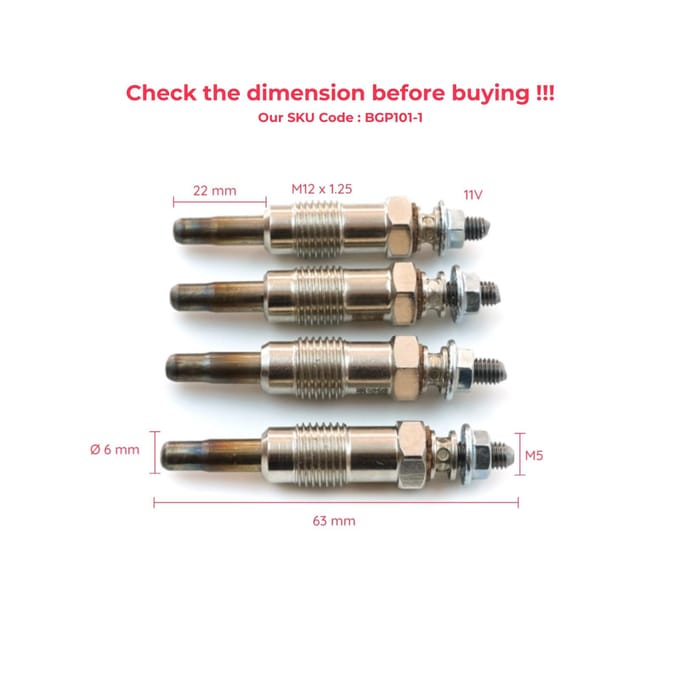 BGP101-1 4 Pièces Bougie de Préchauffage Chauffage Auxiliaire 11 Volts 96FF6M090AA pour Moteur Diesel Ford Mazda 1.8