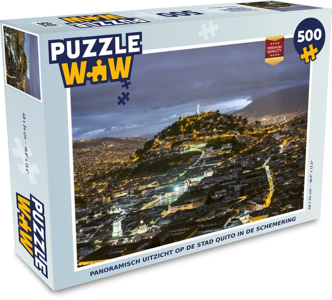 Puzzel Panoramisch uitzicht op de stad Quito in de schemering - Legpuzzel - Puzzel 500 stukjes