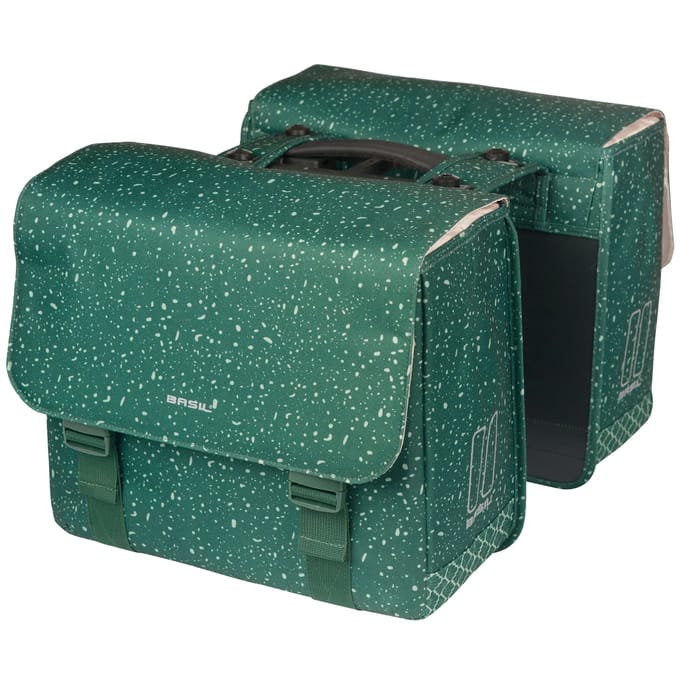 Basil Flair - Dubbele fietstas MIK - 35L - Groen - Waterafstotend - Reflectiedetails