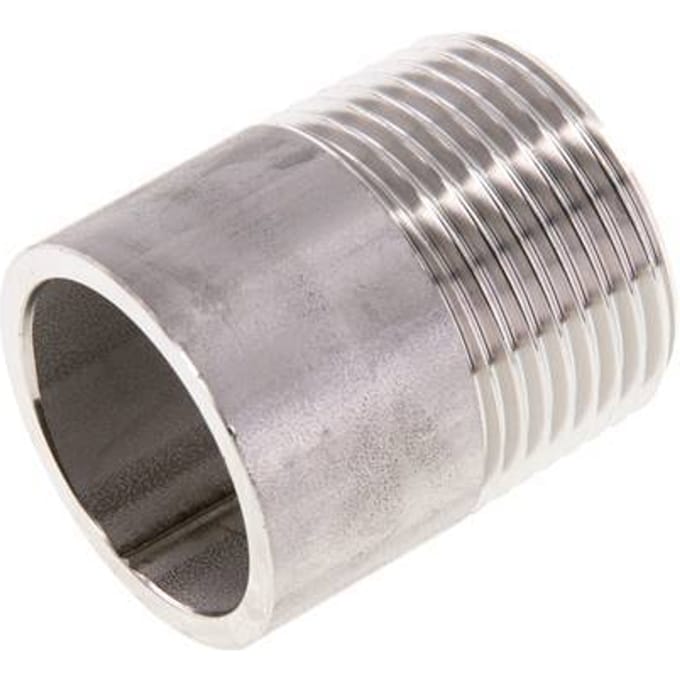 R 1'' Buitendraad x 33.7mm RVS Pijpnippel met Las uiteinde 20 Bar DIN 2982 - 40mm