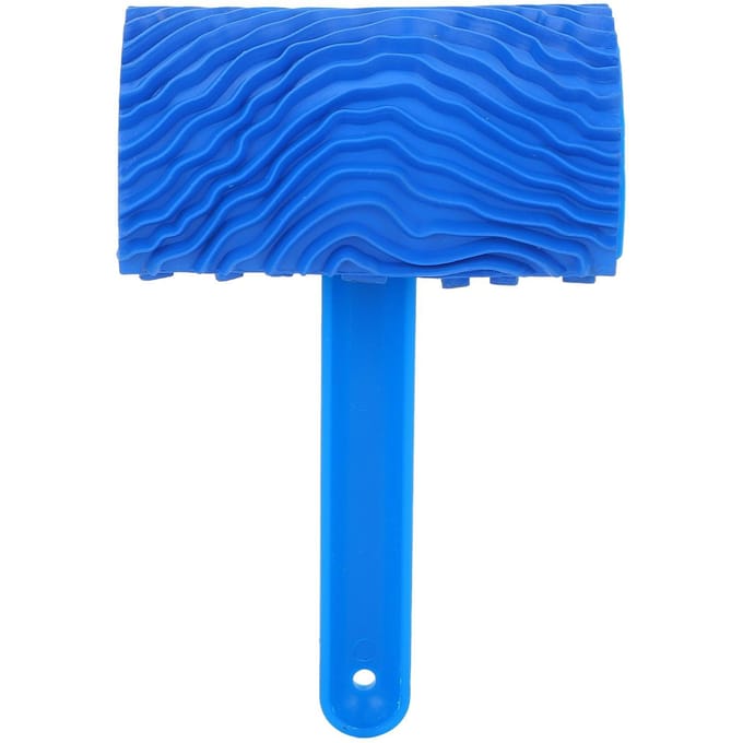 Blauwe Verfroller met Houten Nerf Effect met Handvat DIY Wanddecoratie Gereedschap blue