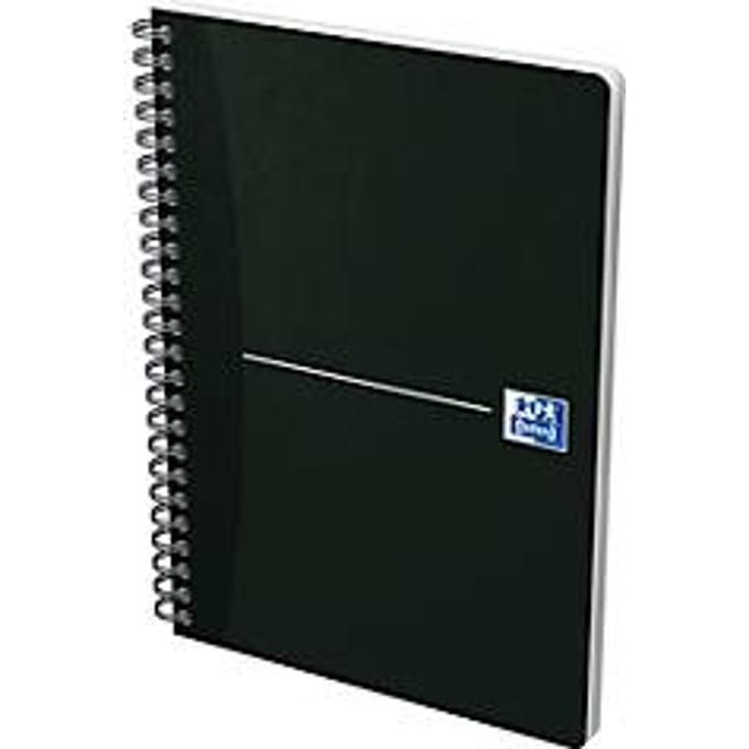 Spiraalboek Oxford Smart Black A5, zachte kaft, geblokt, 90 vel, SCRIBZEE®-compatibel, 5 stuks.