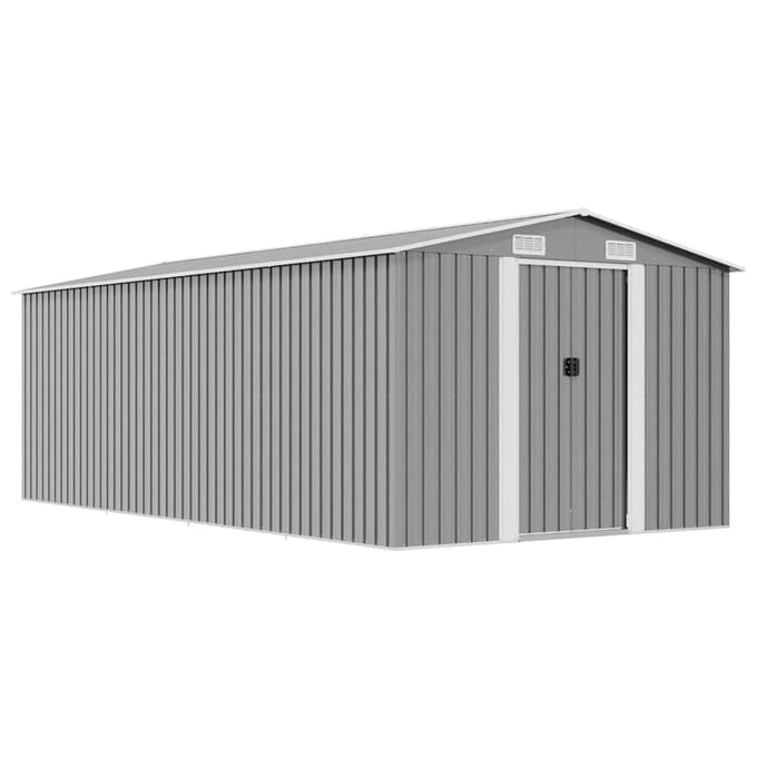 vidaXL - Tuinschuur - 257x489x181 - cm - metaal - grijs