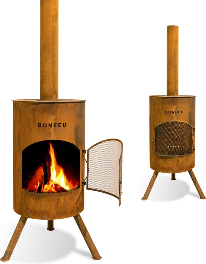 BonFeu BonTon Tuinhaard 40 cm - Cortenstaal - Vonkenscherm en aslade