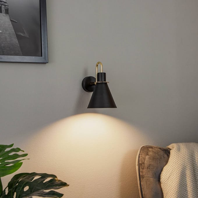 Argon Wandlamp Bona, zwart-messing