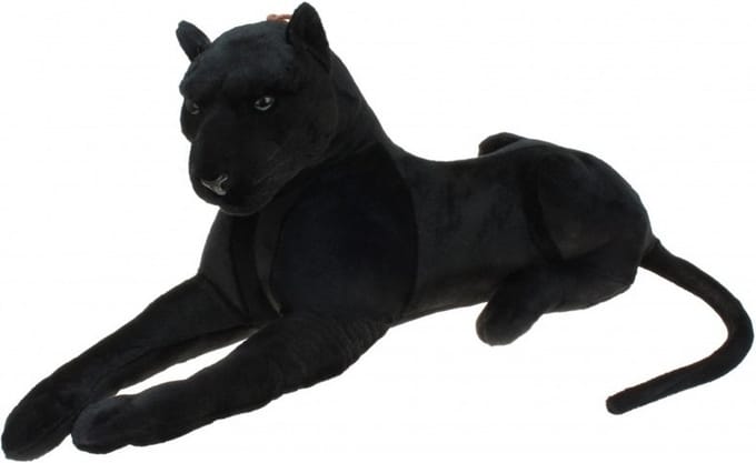 Kruger Pluche zwarte panter knuffel - liggend - 90 cm - groot - jungle dieren
