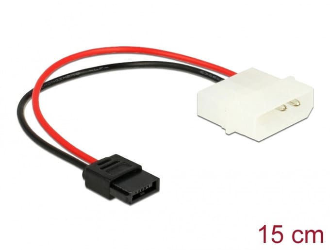 Delock Power Cable Molex 4 pin plug to Slim SATA 6 pin receptacle 15 cm