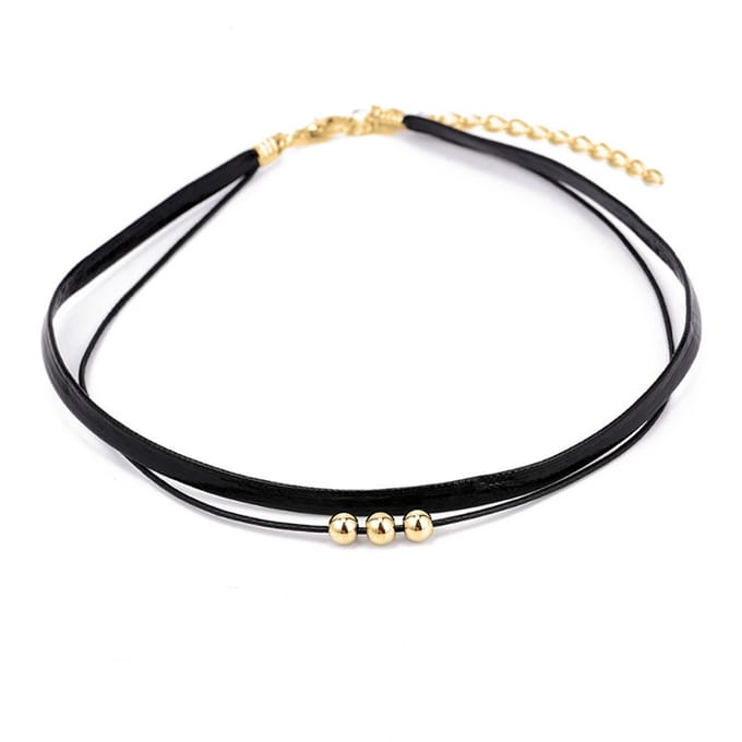 Jomide Choker Trendy Suède - Zwart/Goudkleurig