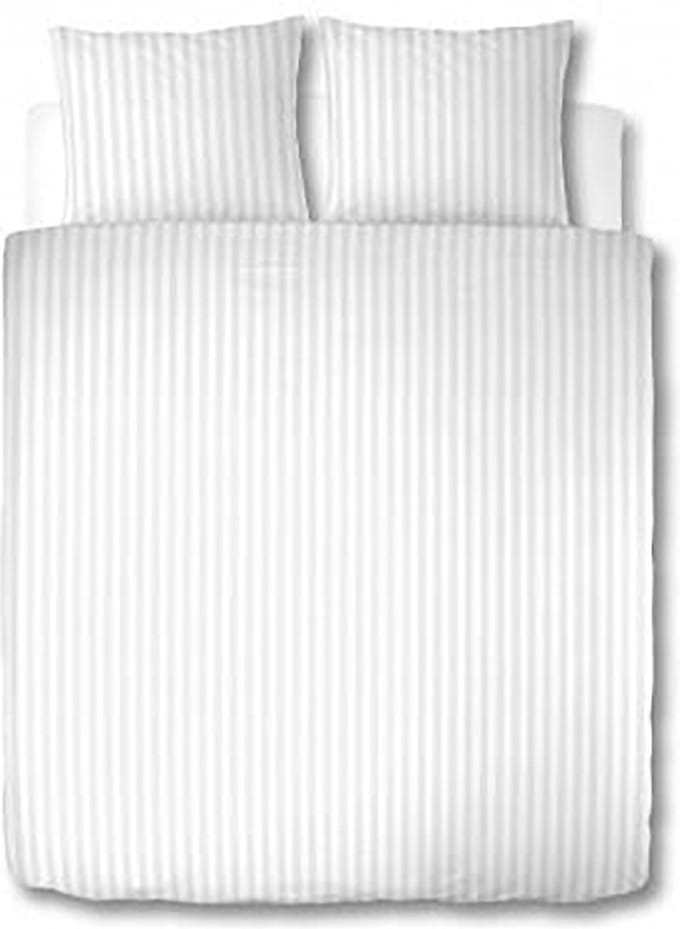 Dekbedovertrek Satijn Gestreept - Hotel Kwaliteit 230 TC - 2 persoons - 200 x 200/220 cm - Wit