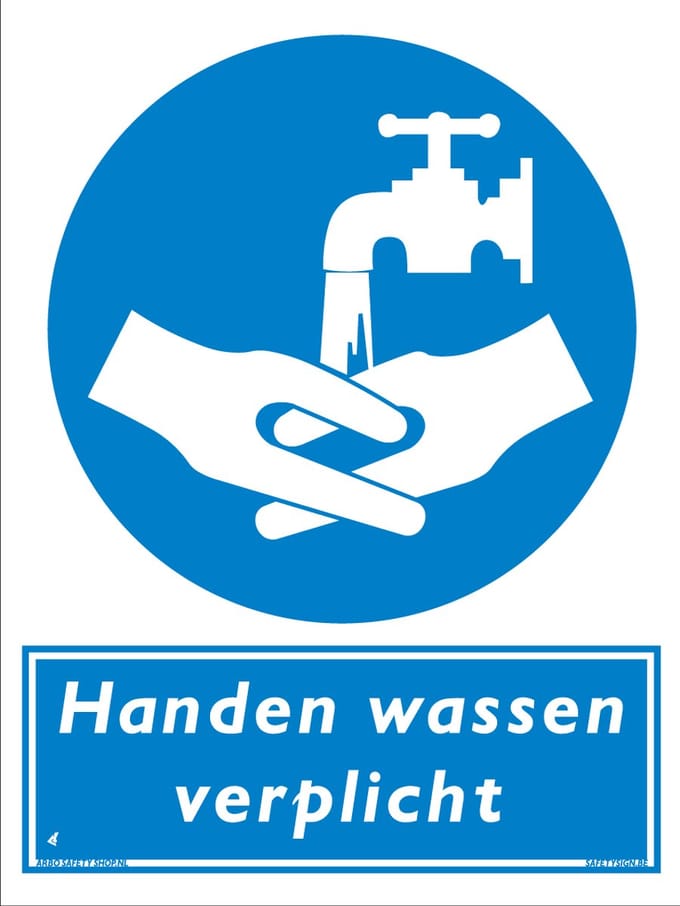 Handen wassen verplicht bord - Forex - 30 x 40 cm