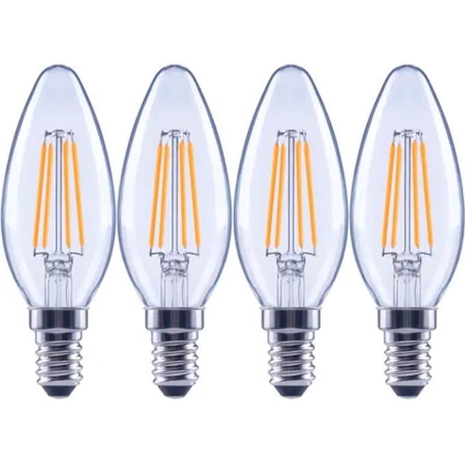 Sencys Ledfilamentlamp Kaars C35c - D3,5cm - Warm Wit - E14 - 3,4w - 4 Stuks