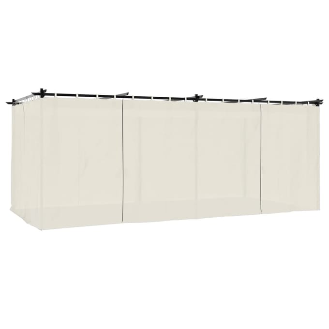 vidaXL - Prieel - met - gordijnen - 6x3 - m - staal - crèmekleurig