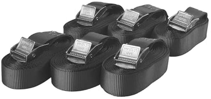 Spanbanden met klemsluiting - Set van 6, 3m x 25mm, Belastbaar tot 250 kg