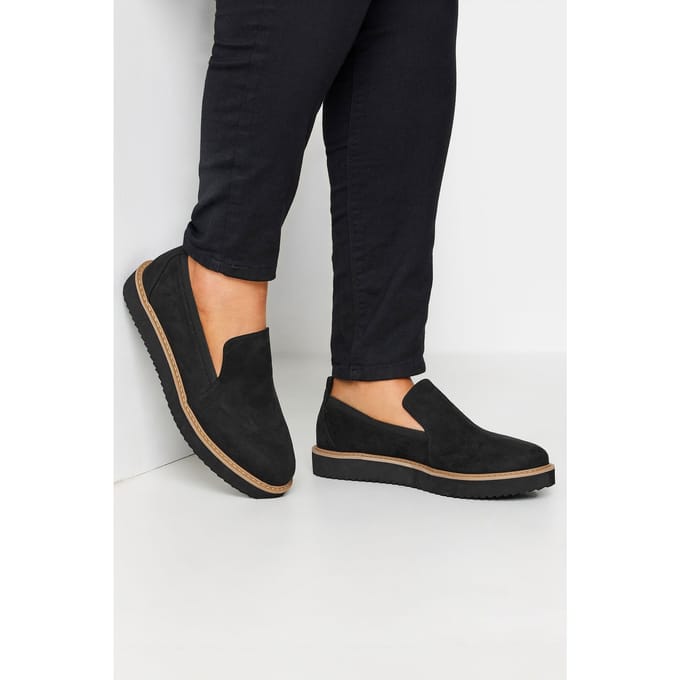 Yours Instaploafers Van Imitatiesuède In Een Extra Brede Pasvorm In Zwartsize 42E