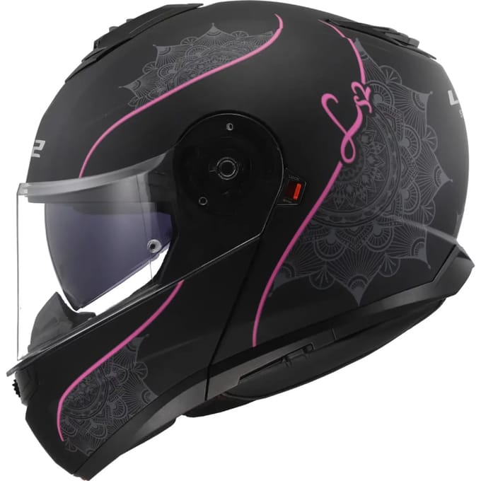 LS2 FF908 Strobe II Lux Mat Zwart Roze 06 Systeemhelm - Helm