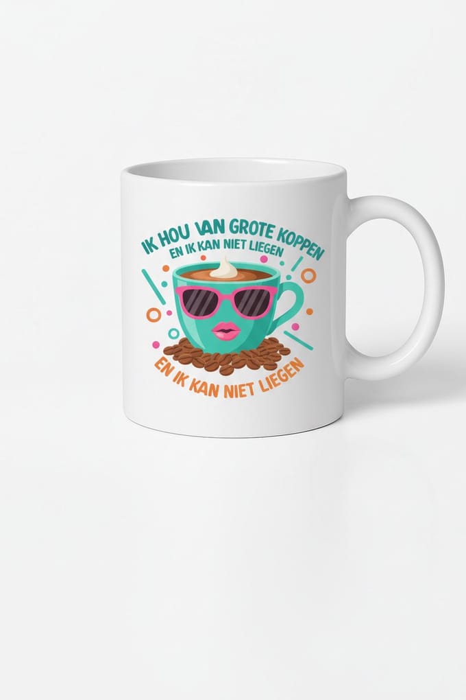 IK HOU VAN GROTE KOPPEN Mok | Koffiemok met grappige spreuk