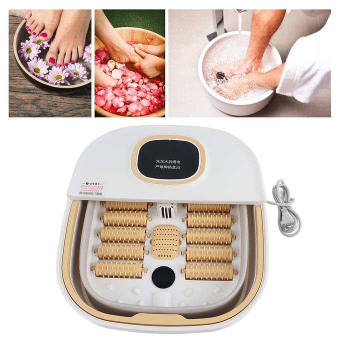 Opvouwbaar Voetbad 10 Massagerollers Constante Temperatuur Handheld Voetweekbad white