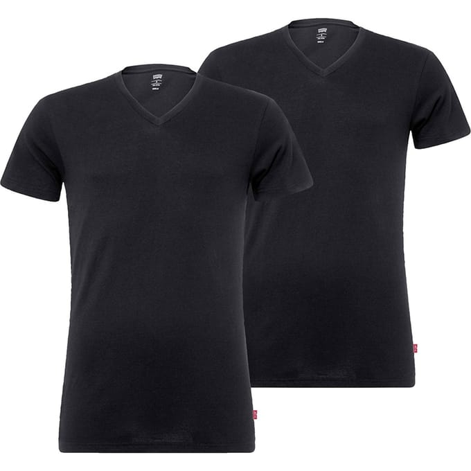 Levi's T-Shirt V-Hals Zwart 2-Pack - Maat L - Heren - Basic T-shirt