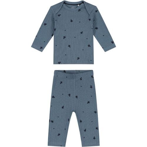 Prénatal baby pyjama ruimte rib Steel Blue 68 heren