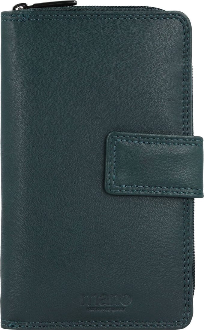 mano Donna Giulia Leren Portemonnee 10,5 cm - Dames - Staand formaat - petrol