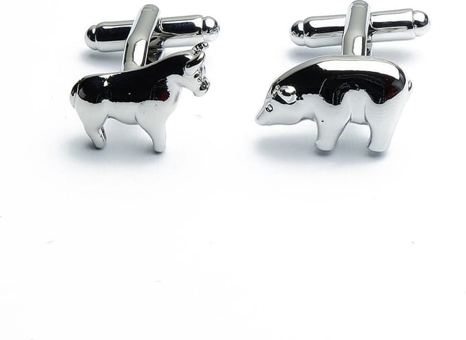Manchetknopen - Bear and Bull Stier en Beer Wall Street Beleggen