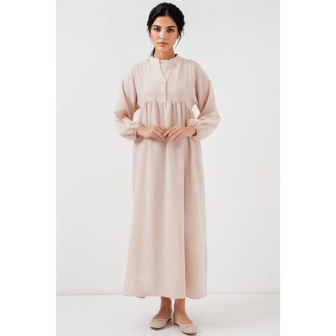 V-hals Knop Maxi Jurk