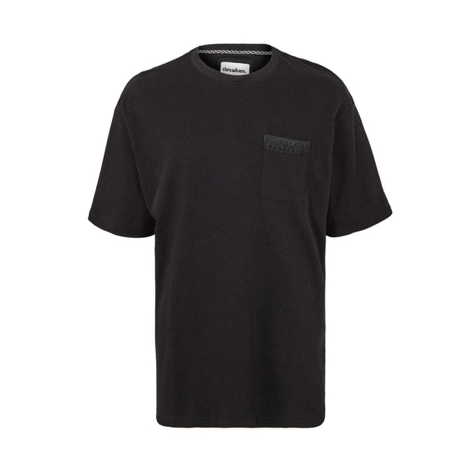 Threadbare Heren Dunedin Textured Knit Regular T-shirt (Zwart)