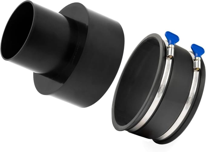 Stofafscheider Reductiemiddel - Slang Adapter - Stofafzuiging Werkplaats - Flexibele Manchet - 6" naar 4" - Zwart