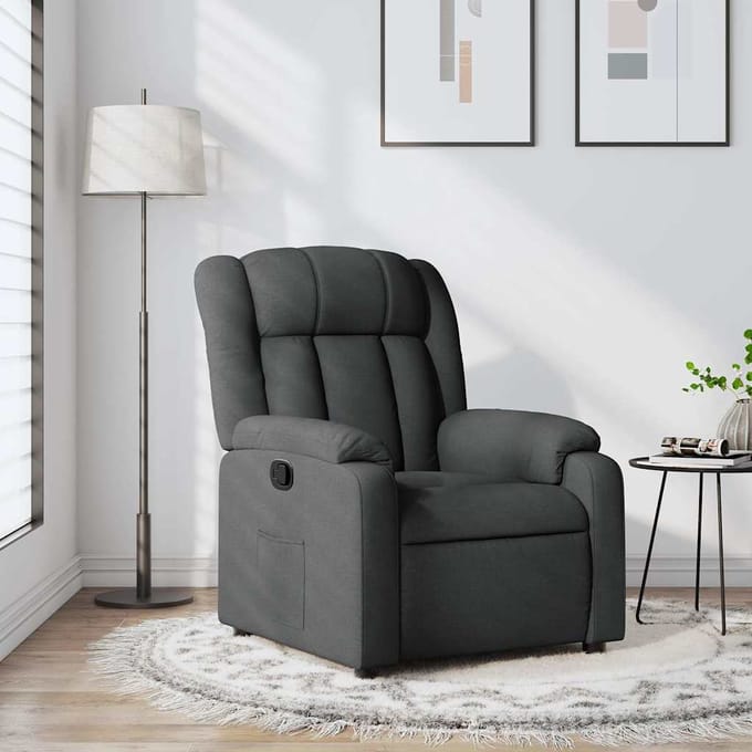 vidaXL Fauteuil verstelbaar stof donkergrijs