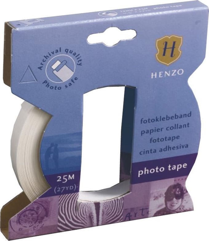 Fotoplakkers - Henzo - Fototape - 25 meter - Dubbelzijdig klevend - Wit