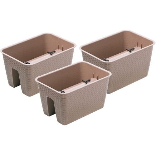 PROSPERPLAST 3 railing bloempotten (Rechthoekig, Mokka, 39,6 x 27,2 x 22,5 cm)